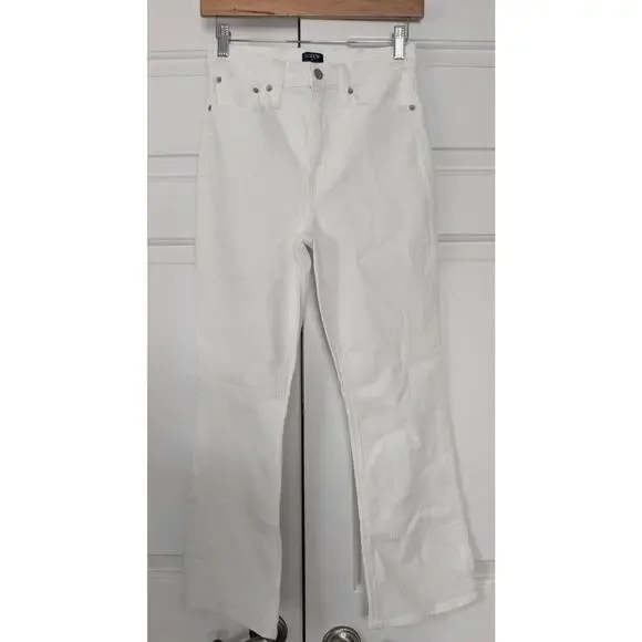 J. Crew Factory High Rise Flare Crop White Denim Jeans - Picture 3 of 9
